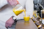 Organic Turmeric Golden Milk in Vivid Brew Pouring